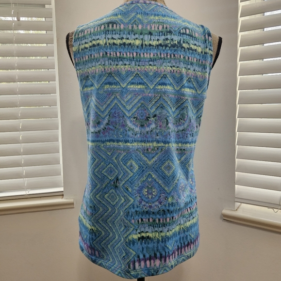 Gloria Vanderbilt Kiera tank top in calypso teal combo - Picture 2 of 6